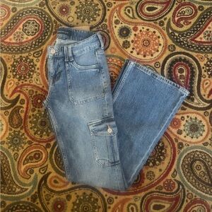 Aero mid rise flare cargo jeans